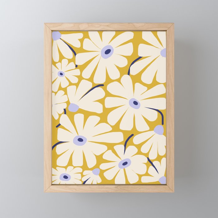 Daisy fresh - yellow peri Mini Art Print Gallery Image 1