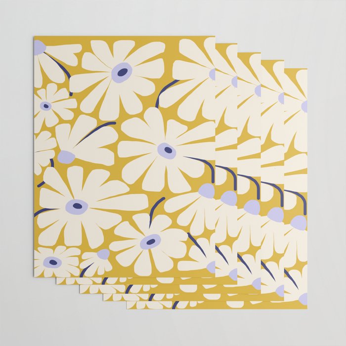 Daisy fresh - yellow peri Wrapping Paper Gallery Image 3