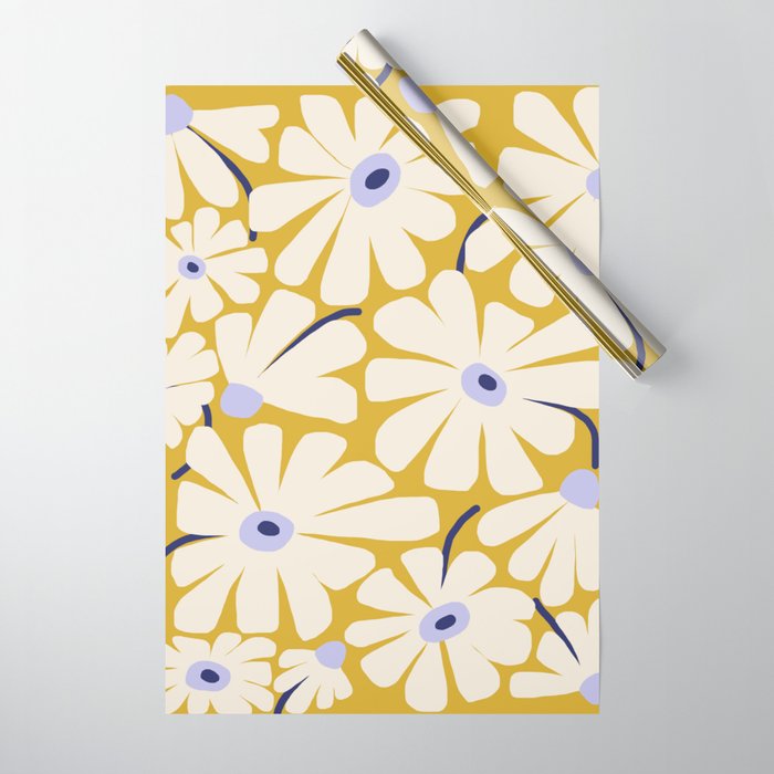 Daisy fresh - yellow peri Wrapping Paper Gallery Image 1