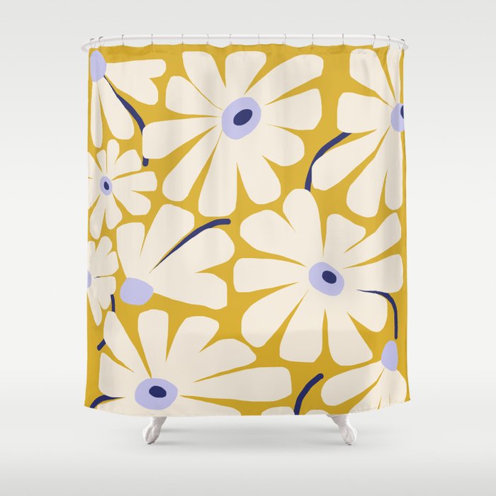 Daisy fresh - yellow peri Shower Curtain Gallery Image 1