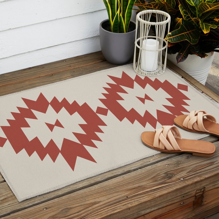 Southwestern Minimalism - Red Neutral Beige Outdoor Rug Gallery Image 2