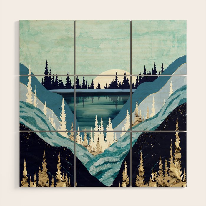 Blue Forest Lake Wood Wall Art Gallery Image 1