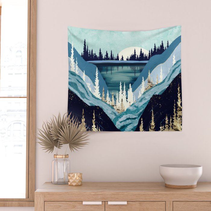 Blue Forest Lake Wall Tapestry Gallery Image 2