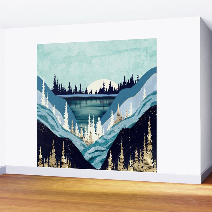 Blue Forest Lake Wall Mural Gallery Image 2
