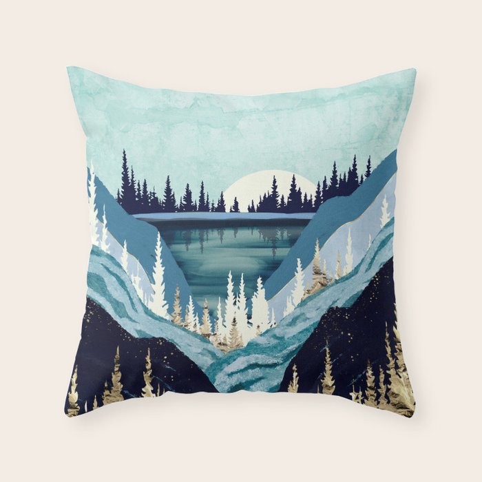 Blue Forest Lake Throw Pillow Gallery Image 6