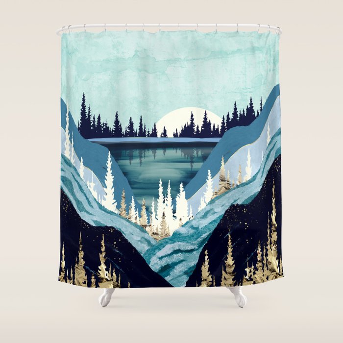 Blue Forest Lake Shower Curtain Gallery Image 1