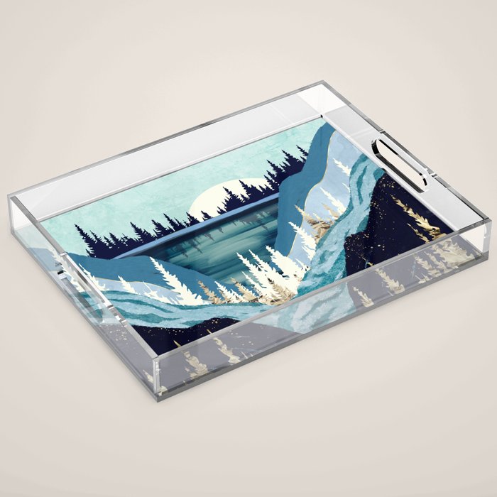 Blue Forest Lake Acrylic Tray Gallery Image 1