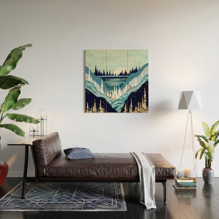 Blue Forest Lake Wood Wall Art Gallery Image 2