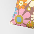 Cheerful Groovy Retro Garden Flowers 60s 70s Floral Pattern Pillow Sham Gallery Image 4