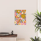 Cheerful Groovy Retro Garden Flowers 60s 70s Floral Pattern Poster Gallery Image 2