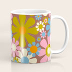 Cheerful Groovy Retro Garden Flowers 60s 70s Floral Pattern Coffee Mug Gallery Image 1