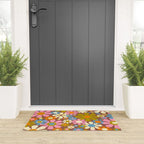 Cheerful Groovy Retro Garden Flowers 60s 70s Floral Pattern Welcome Mat Gallery Image 3