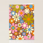 Cheerful Groovy Retro Garden Flowers 60s 70s Floral Pattern Stationery Card Gallery Image 2