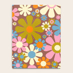 Cheerful Groovy Retro Garden Flowers 60s 70s Floral Pattern Notebook Gallery Image 4