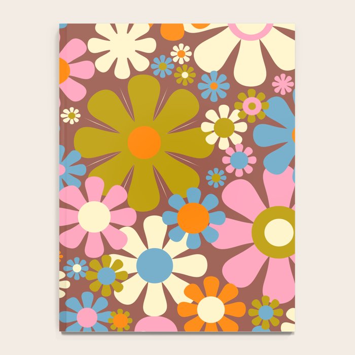 Cheerful Groovy Retro Garden Flowers 60s 70s Floral Pattern Notebook Gallery Image 4