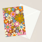 Cheerful Groovy Retro Garden Flowers 60s 70s Floral Pattern Stationery Card Gallery Image 2