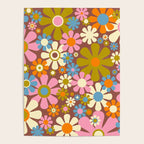 Cheerful Groovy Retro Garden Flowers 60s 70s Floral Pattern Poster Gallery Image 4