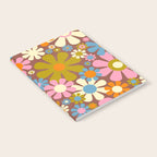 Cheerful Groovy Retro Garden Flowers 60s 70s Floral Pattern Notebook Gallery Image 2