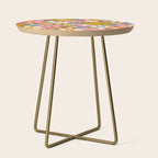 Cheerful Groovy Retro Garden Flowers 60s 70s Floral Pattern Side Table Gallery Image 1