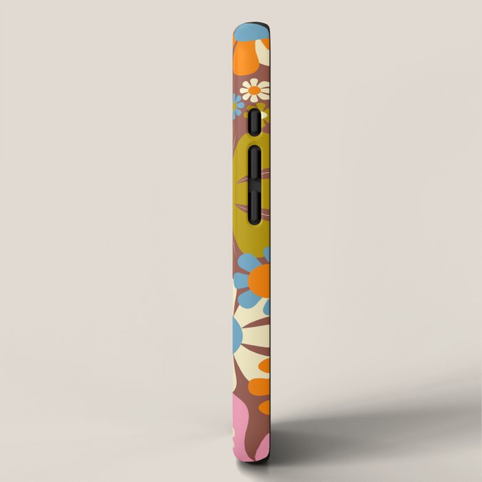 Cheerful Groovy Retro Garden Flowers 60s 70s Floral Pattern iPhone Case Gallery Image 2