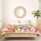 Cheerful Groovy Retro Garden Flowers 60s 70s Floral Pattern Duvet Cover Gallery Image 3