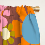 Cheerful Groovy Retro Garden Flowers 60s 70s Floral Pattern Window Curtain Gallery Image 2