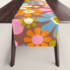 Cheerful Groovy Retro Garden Flowers 60s 70s Floral Pattern Table Runner Gallery Image 1