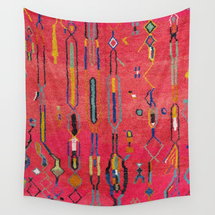 Traditional Moroccan Berber Carpet Arwtork Wall Tapestry Gallery Image 4