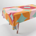 Merry and Bright, Christmas, Retro Art, Orange, Pink, Red, Yellow, Teal Tablecloth Gallery Image 1