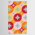 Merry and Bright, Christmas, Retro Art, Orange, Pink, Red, Yellow, Teal Tablecloth Gallery Image 2