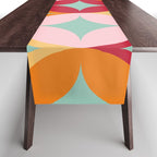 Merry and Bright, Christmas, Retro Art, Orange, Pink, Red, Yellow, Teal Table Runner Gallery Image 1