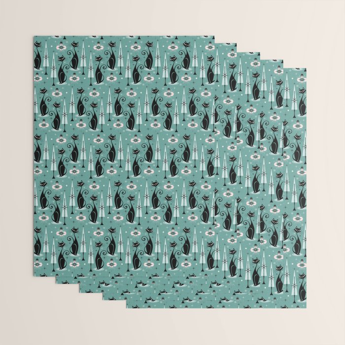 Mid Century Meow Atomic Kitty Christmas ©studioxtine Wrapping Paper Gallery Image 3