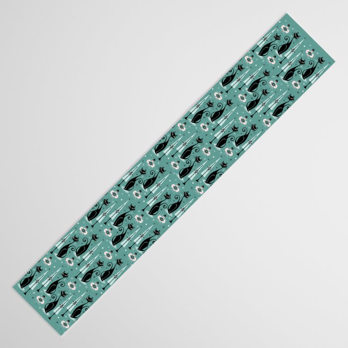 Mid Century Meow Atomic Kitty Christmas ©studioxtine Table Runner Gallery Image 3