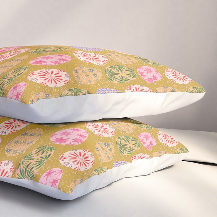 Colorful Folk Art Easter Eggs in Sandy Brown & Pink Pillow Sham Gallery Image 3