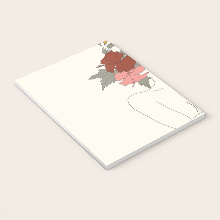Colorful Thoughts Minimal Line Art Woman with Hibiscus Notebook Gallery Image 3