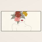 Colorful Thoughts Minimal Line Art Woman with Hibiscus Desk Mat Gallery Image 3