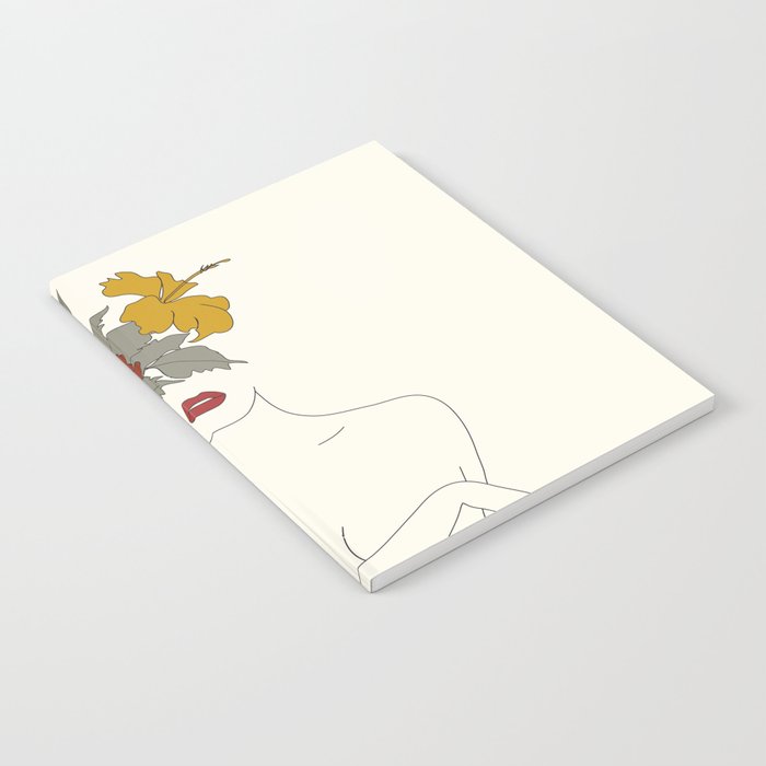 Colorful Thoughts Minimal Line Art Woman with Hibiscus Notebook Gallery Image 2