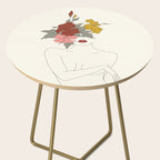 Colorful Thoughts Minimal Line Art Woman with Hibiscus Side Table Gallery Image 2
