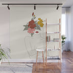 Colorful Thoughts Minimal Line Art Woman with Hibiscus Wall Mural Gallery Image 1