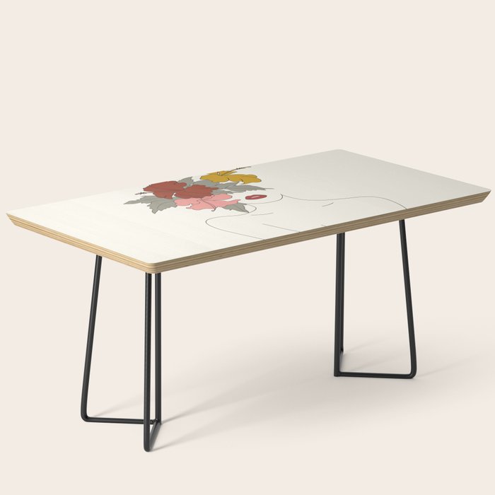 Colorful Thoughts Minimal Line Art Woman with Hibiscus Coffee Table Gallery Image 1