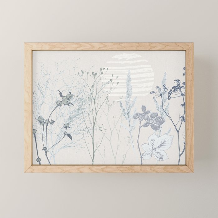 Plant based calming atmosphere soft blue Mini Art Print Gallery Image 1