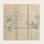 Plant based calming atmosphere soft blue Wood Wall Art Gallery Image 1