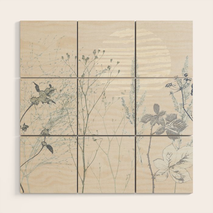 Plant based calming atmosphere soft blue Wood Wall Art Gallery Image 1