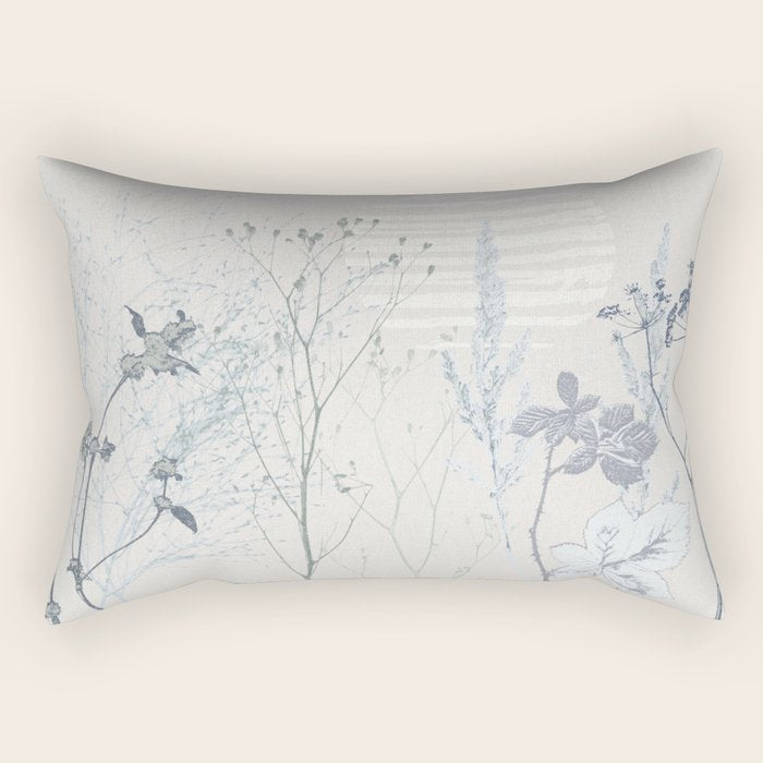 Plant based calming atmosphere soft blue Rectangular Pillow Gallery Image 1