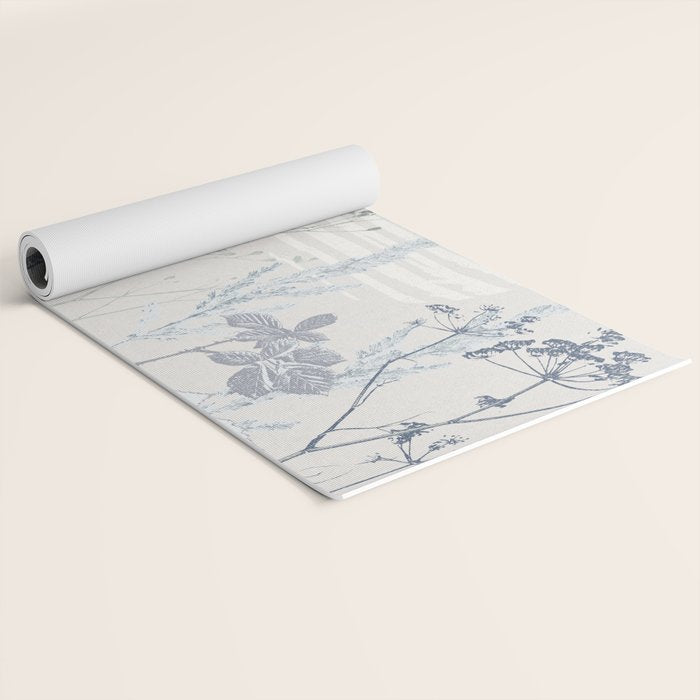 Plant based calming atmosphere soft blue Yoga Mat Gallery Image 2