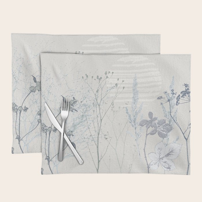 Plant based calming atmosphere soft blue Placemat Gallery Image 1