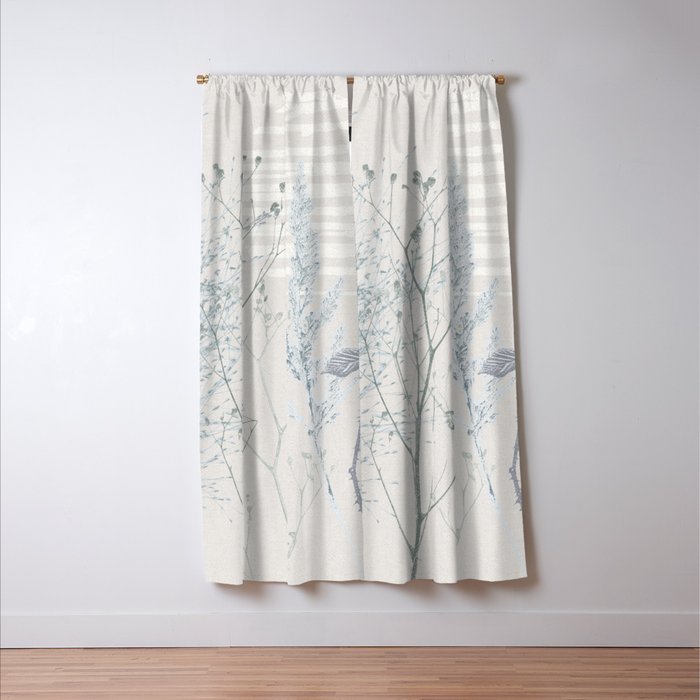 Plant based calming atmosphere soft blue Window Curtain Gallery Image 3