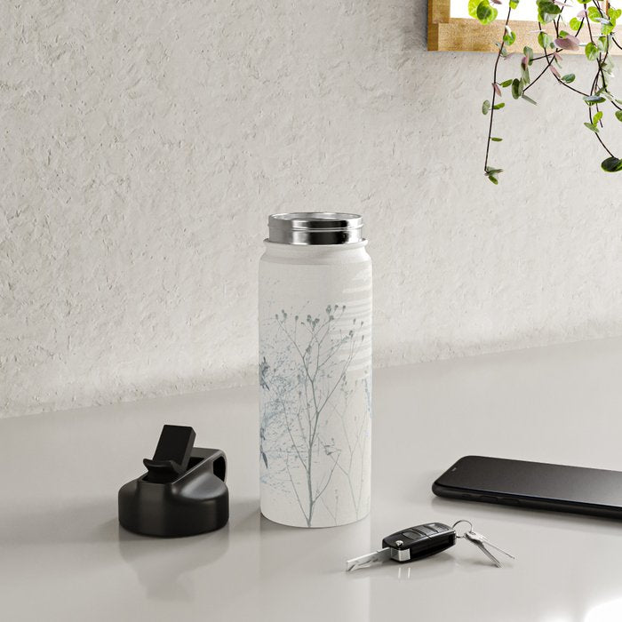 Plant based calming atmosphere soft blue Water Bottle Gallery Image 4