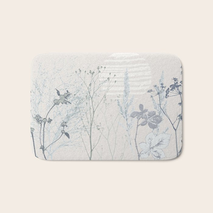 Plant based calming atmosphere soft blue Bath Mat Gallery Image 1