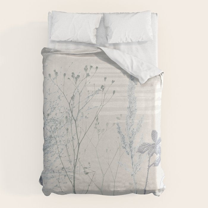 Plant based calming atmosphere soft blue Duvet Cover Gallery Image 1
